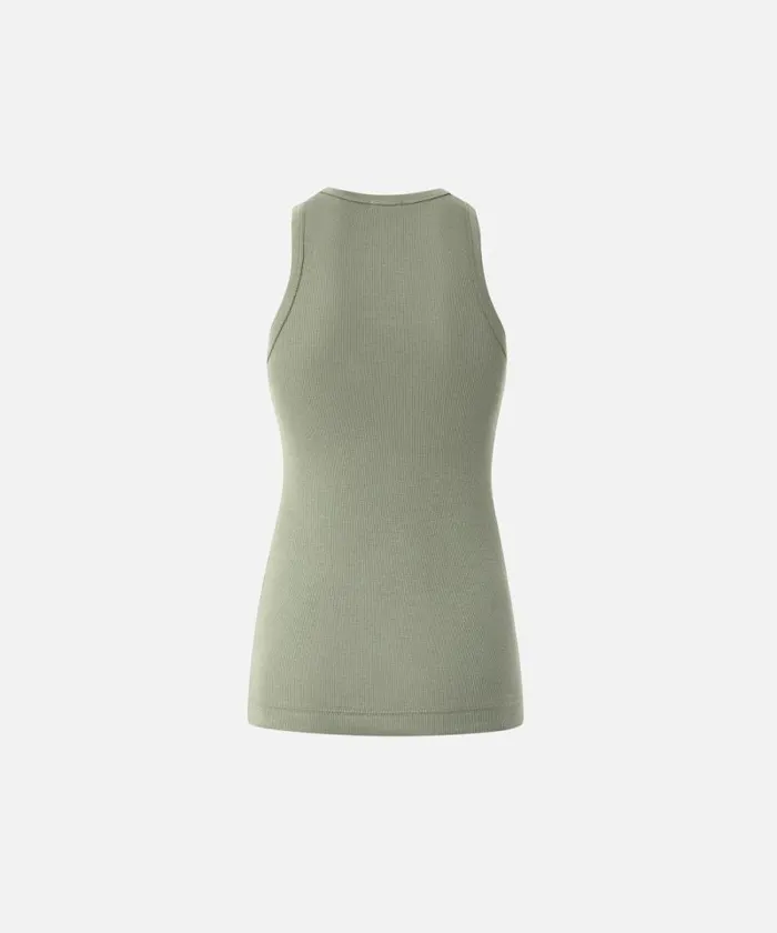 Women Topwear Pinko Ribbed Vest Top With Birds Logo Fourleaf Clover Green Women Topwear Pinko Ribbed Vest Top With Birds Logo Fourleaf Clover Green