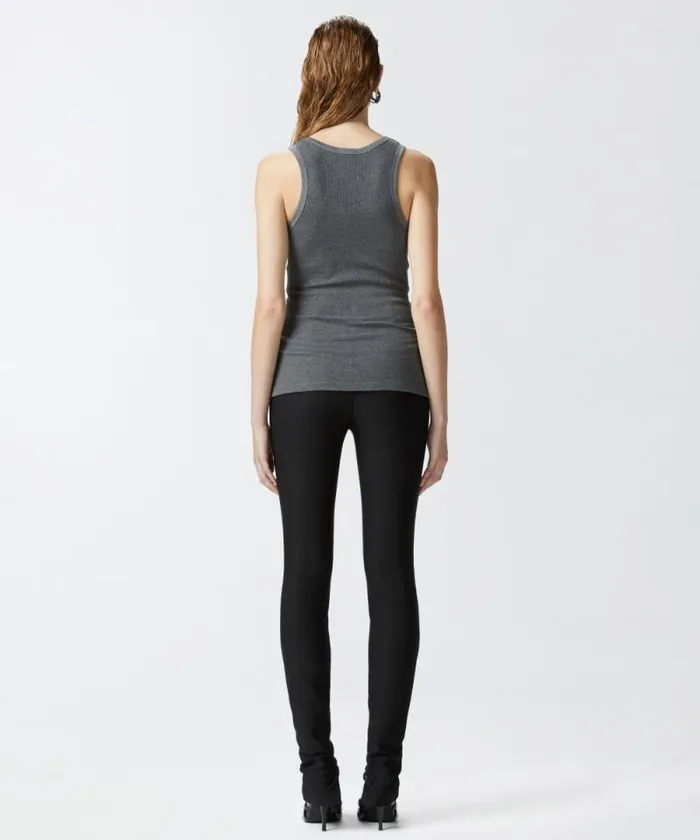 Women Topwear Pinko Ribbed Vest Top With Logo Greycrow Women Topwear Pinko Ribbed Vest Top With Logo Greycrow