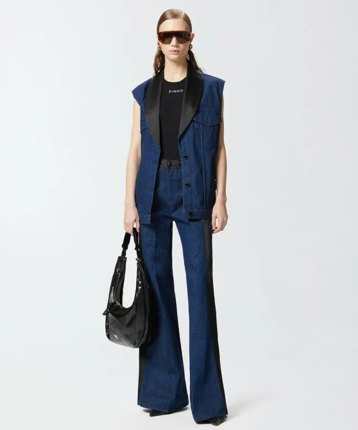 Women Topwear Pinko Ribbed Vest With PINKO Logo Limo Black Women Topwear Pinko Ribbed Vest With PINKO Logo Limo Black