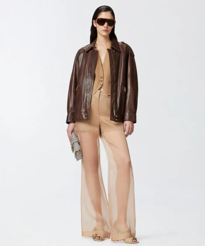 Women Topwear Pinko Short Vest With Open Back Brown 8211 Wood Thrush Women Topwear Pinko Short Vest With Open Back Brown 8211 Wood Thrush