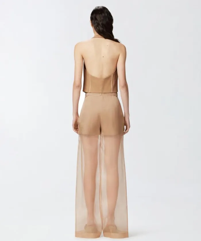 Women Topwear Pinko Short Vest With Open Back Brown 8211 Wood Thrush Women Topwear Pinko Short Vest With Open Back Brown 8211 Wood Thrush