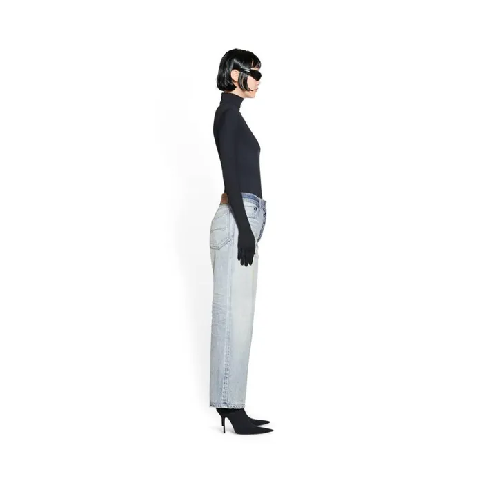 Women Trousers Balenciaga Ankle Cut Jeans In Light Blue