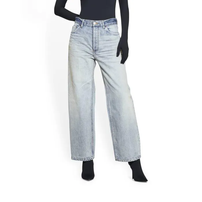 Women Trousers Balenciaga Ankle Cut Jeans In Light Blue
