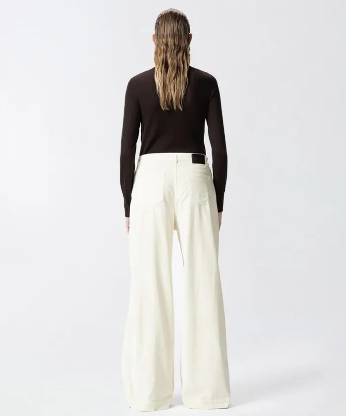Women Trousers Pinko Corduroy Palazzo Trousers Milk White Women Trousers Pinko Corduroy Palazzo Trousers Milk White