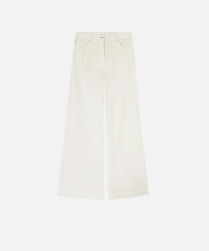 Women Trousers Pinko Corduroy Palazzo Trousers Milk White Women Trousers Pinko Corduroy Palazzo Trousers Milk White
