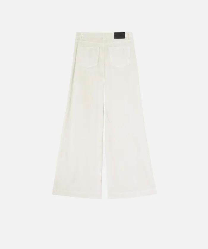 Women Trousers Pinko Corduroy Palazzo Trousers Milk White Women Trousers Pinko Corduroy Palazzo Trousers Milk White