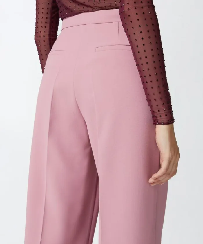 Women Trousers Pinko Elegant Palazzo Trousers In Crepe Pinkpolignac Women Trousers Pinko Elegant Palazzo Trousers In Crepe Pinkpolignac