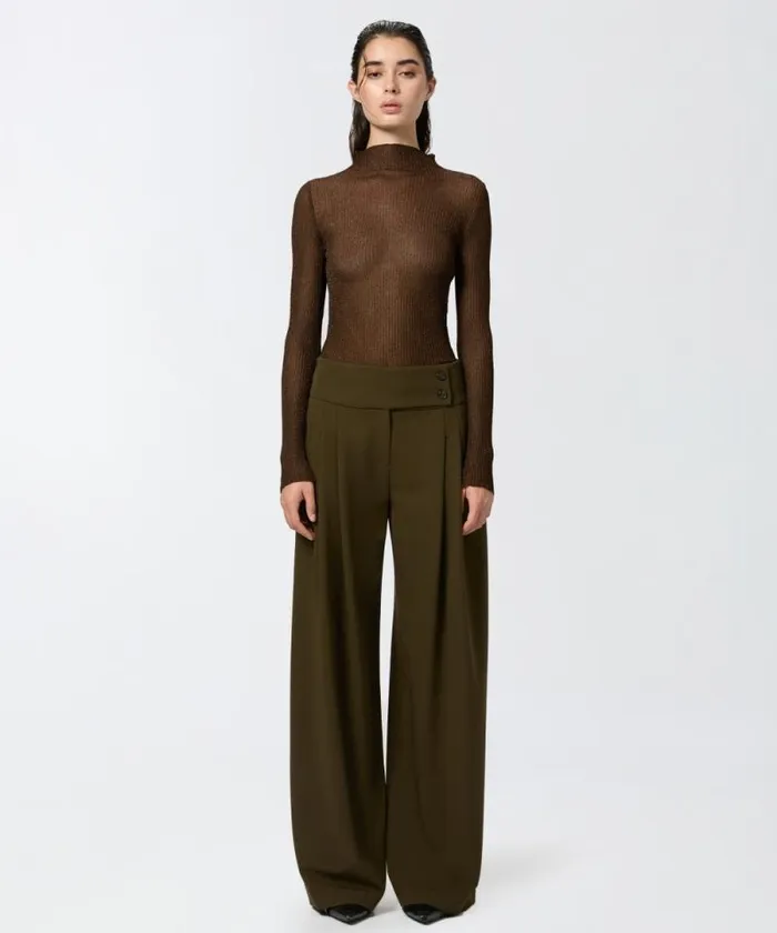 Women Trousers Pinko Elegant Wideleg Trousers With Darts Greenamazonia
