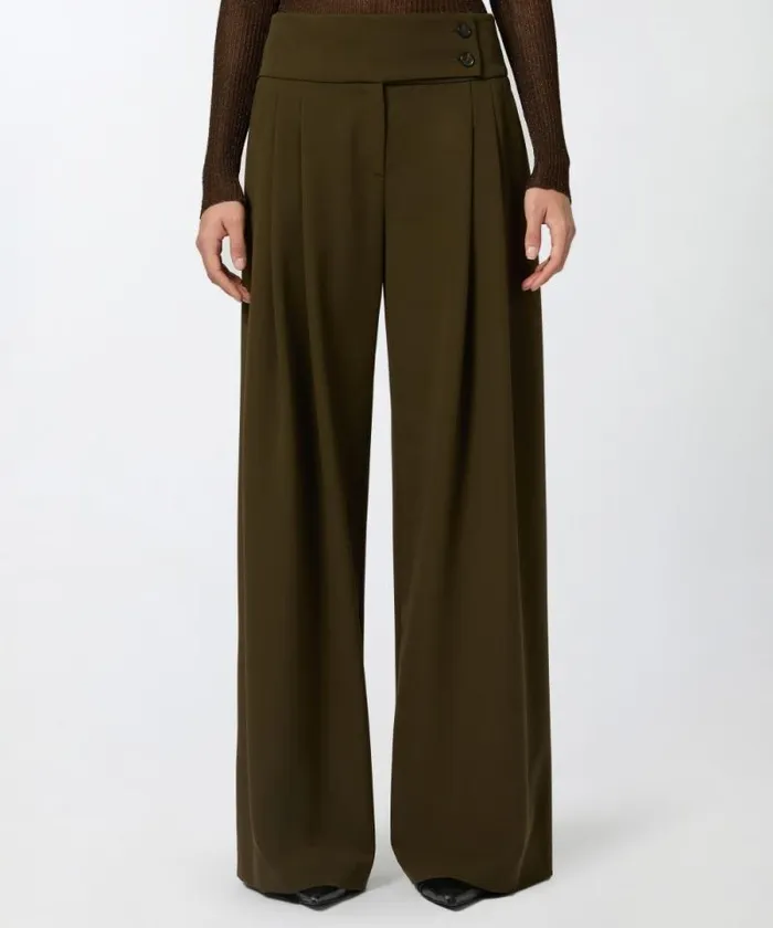 Women Trousers Pinko Elegant Wideleg Trousers With Darts Greenamazonia Women Trousers Pinko Elegant Wideleg Trousers With Darts Greenamazonia