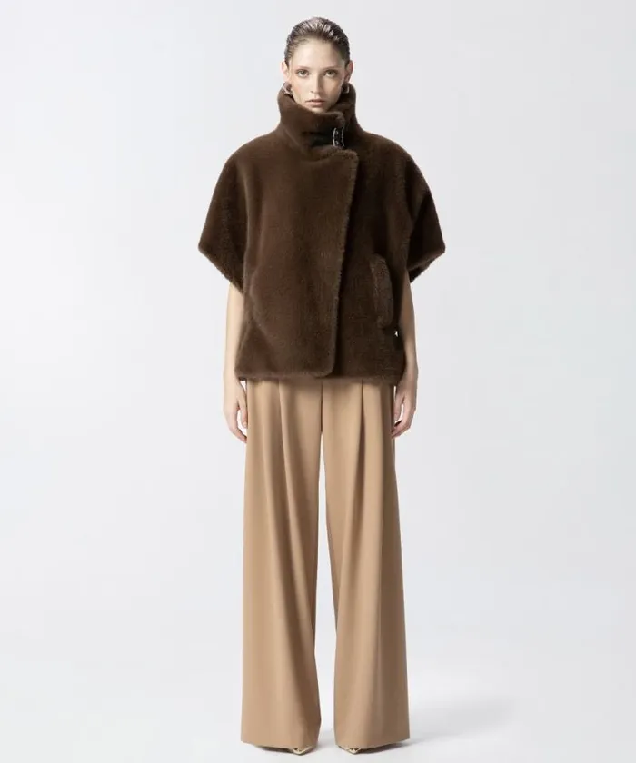 Women Trousers Pinko Elegant Wideleg Trousers With Darts Light Squirrel