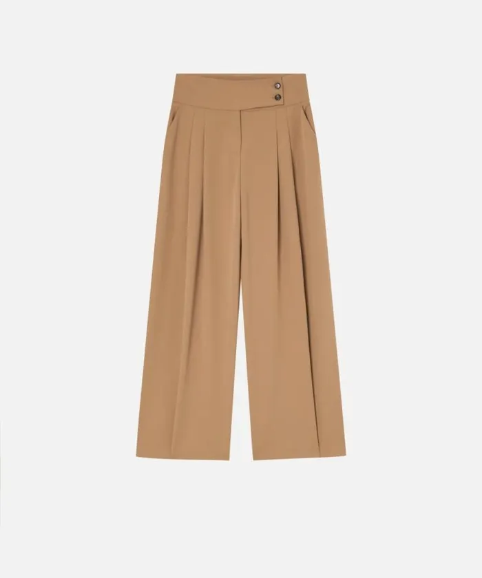 Women Trousers Pinko Elegant Wideleg Trousers With Darts Light Squirrel