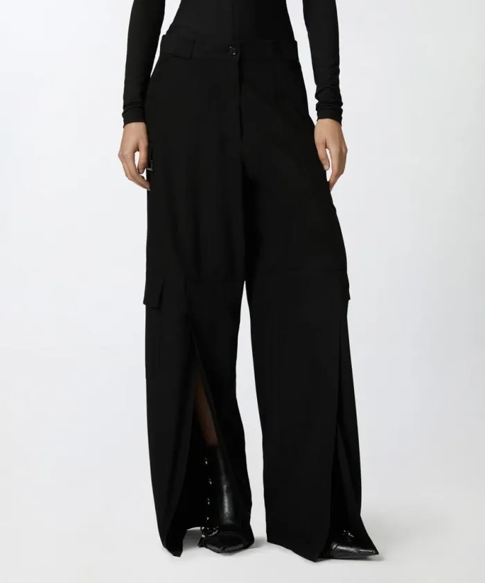 Women Trousers Pinko Flowing Wideleg Cargo Trousers Limo Black Women Trousers Pinko Flowing Wideleg Cargo Trousers Limo Black