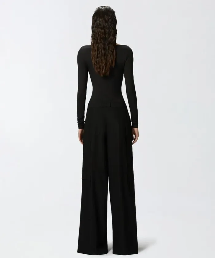 Women Trousers Pinko Flowing Wideleg Cargo Trousers Limo Black Women Trousers Pinko Flowing Wideleg Cargo Trousers Limo Black
