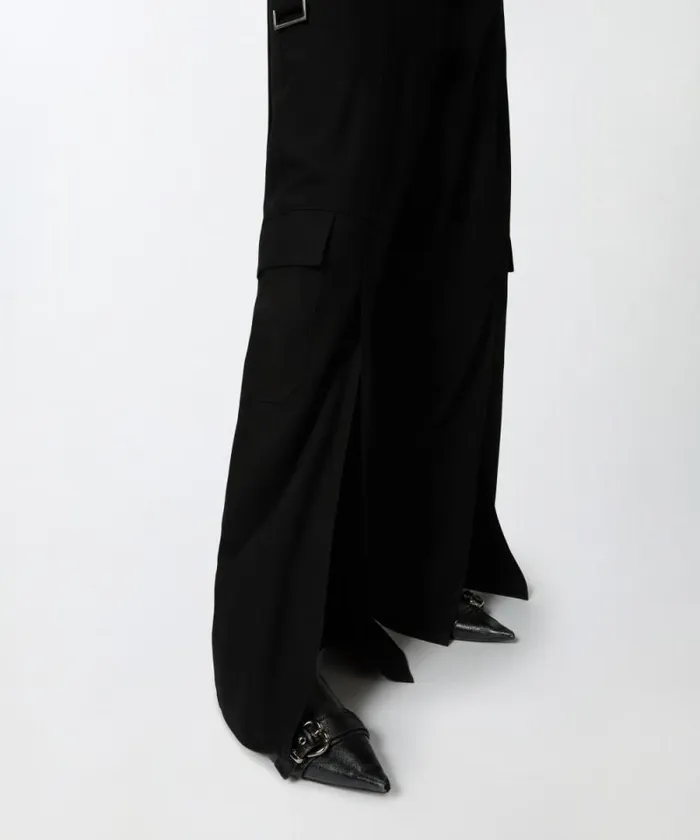 Women Trousers Pinko Flowing Wideleg Cargo Trousers Limo Black Women Trousers Pinko Flowing Wideleg Cargo Trousers Limo Black