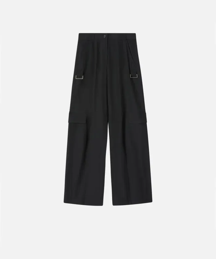 Women Trousers Pinko Flowing Wideleg Cargo Trousers Limo Black Women Trousers Pinko Flowing Wideleg Cargo Trousers Limo Black