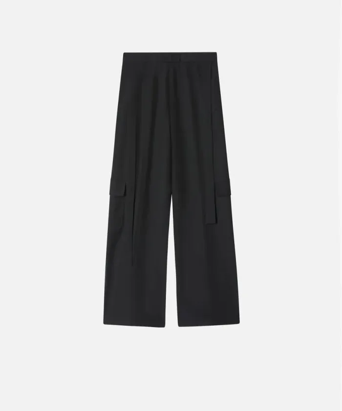Women Trousers Pinko Flowing Wideleg Cargo Trousers Limo Black Women Trousers Pinko Flowing Wideleg Cargo Trousers Limo Black