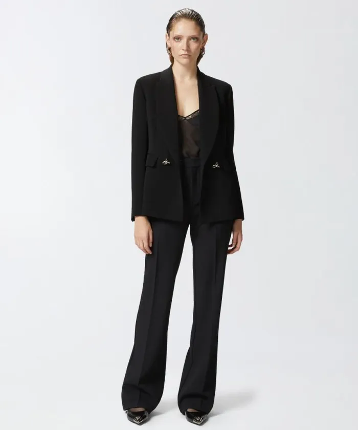 Women Trousers Pinko Highwaisted Slightly Flared Trousers Limo Black