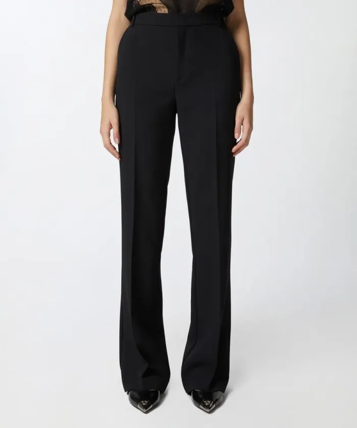 Women Trousers Pinko Highwaisted Slightly Flared Trousers Limo Black Women Trousers Pinko Highwaisted Slightly Flared Trousers Limo Black