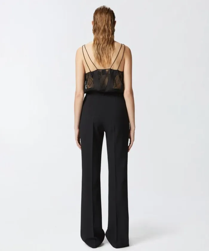 Women Trousers Pinko Highwaisted Slightly Flared Trousers Limo Black Women Trousers Pinko Highwaisted Slightly Flared Trousers Limo Black