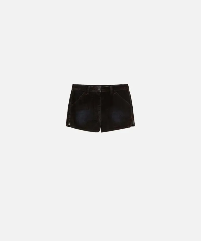 Women Trousers Pinko Slimfit Flocked Denim Shorts Deep Brown Women Trousers Pinko Slimfit Flocked Denim Shorts Deep Brown