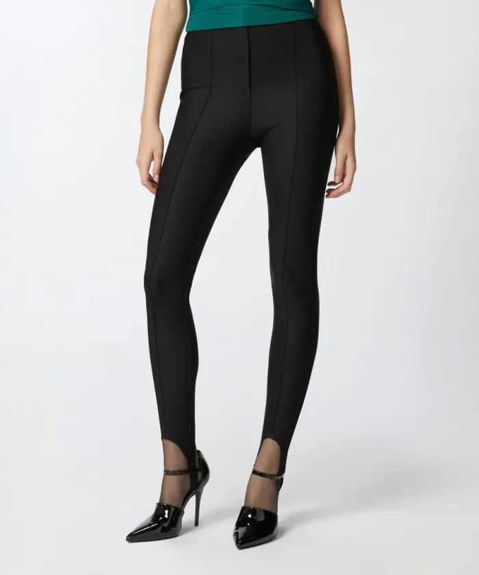 Women Trousers Pinko Slimfitting Technical Trousers With Stirrups Limo Black Women Trousers Pinko Slimfitting Technical Trousers With Stirrups Limo Black