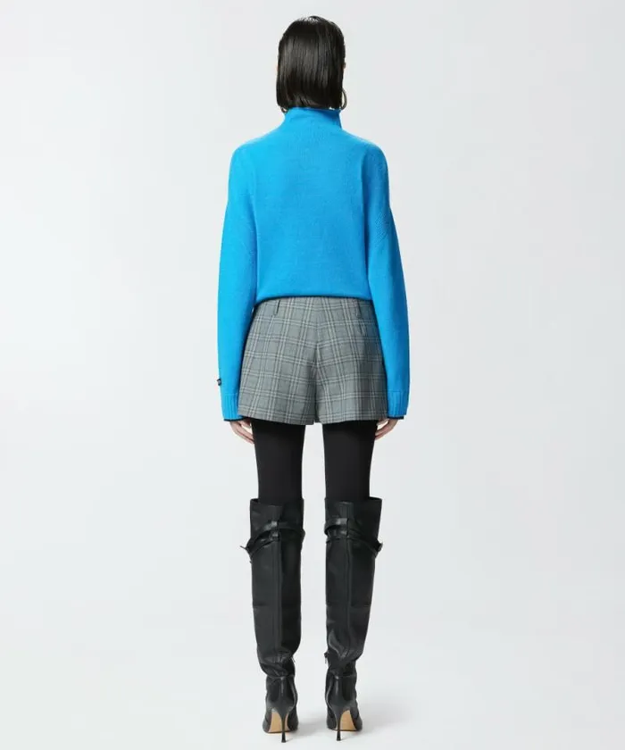 Women Trousers Pinko Wideleg Check Shorts Dark Greygrey Women Trousers Pinko Wideleg Check Shorts Dark Greygrey