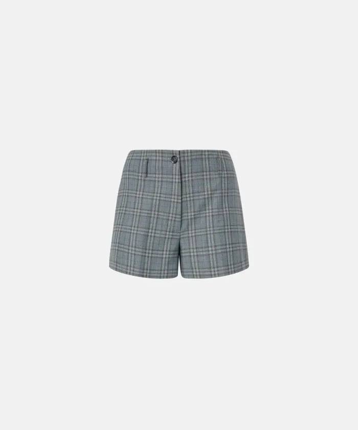Women Trousers Pinko Wideleg Check Shorts Dark Greygrey Women Trousers Pinko Wideleg Check Shorts Dark Greygrey
