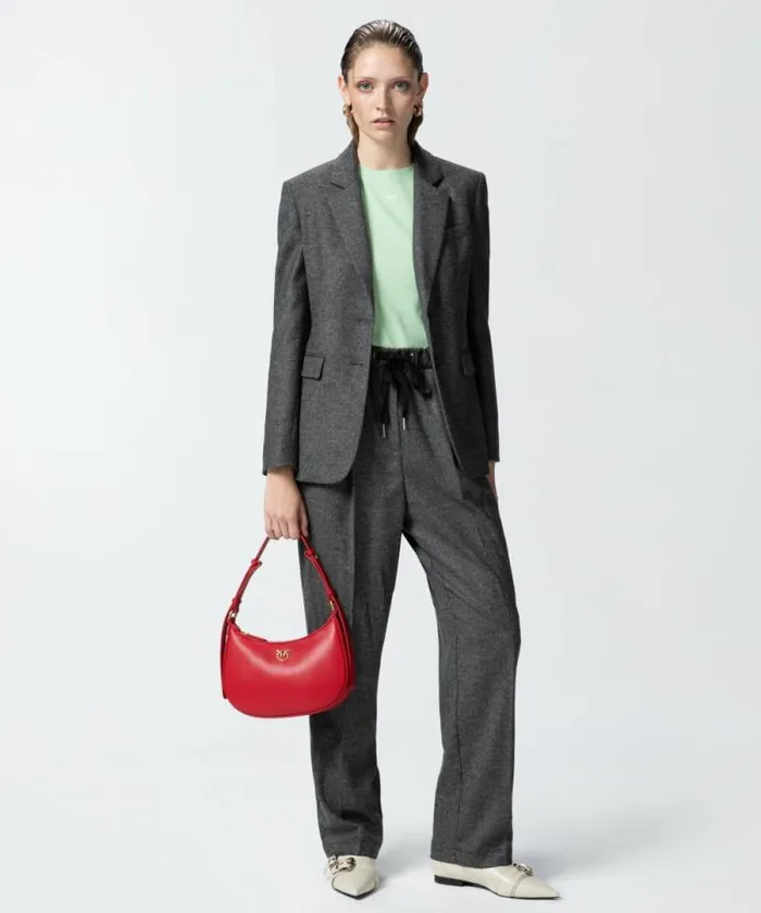 Women Trousers Pinko Wideleg Pullon Trousers In Saltandpepper Flannel Blackgrey