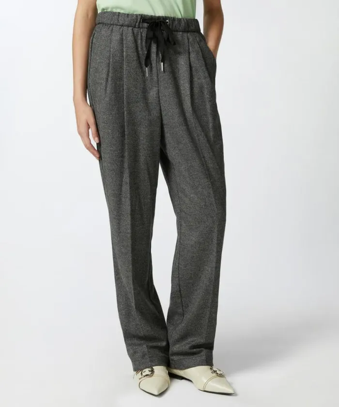 Women Trousers Pinko Wideleg Pullon Trousers In Saltandpepper Flannel Blackgrey