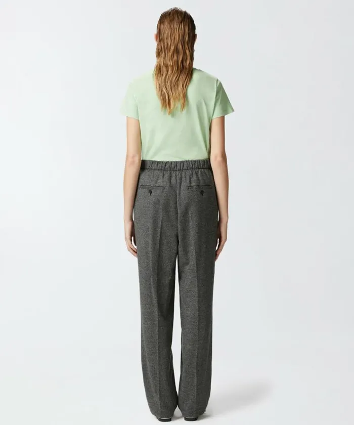 Women Trousers Pinko Wideleg Pullon Trousers In Saltandpepper Flannel Blackgrey
