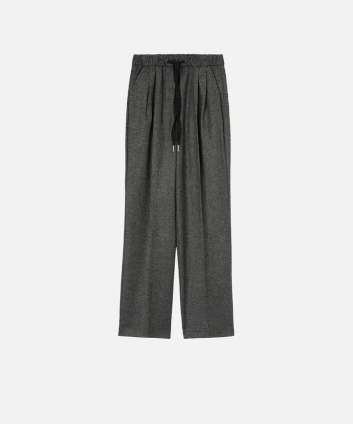 Women Trousers Pinko Wideleg Pullon Trousers In Saltandpepper Flannel Blackgrey