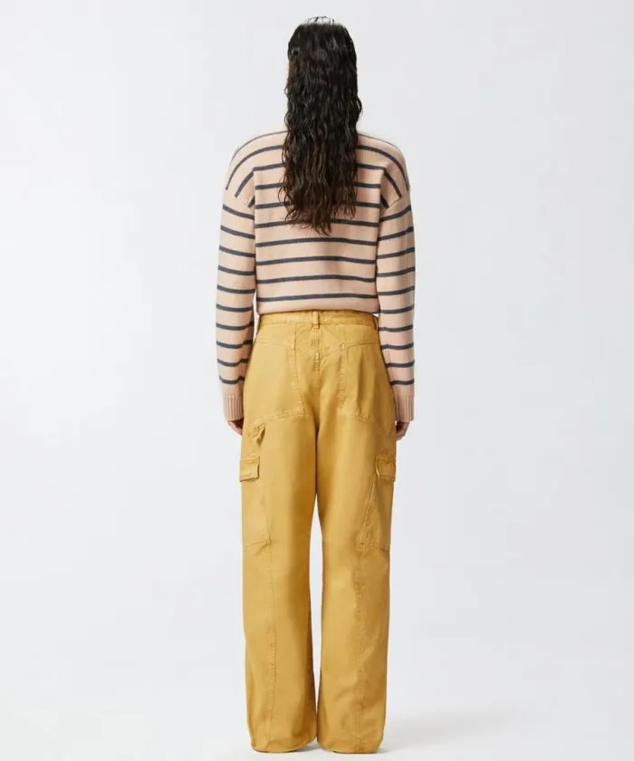 Women Trousers Pinko Wide Leg Workwear Trousers With Pockets Antelope Yellow Women Trousers Pinko Wide Leg Workwear Trousers With Pockets Antelope Yellow