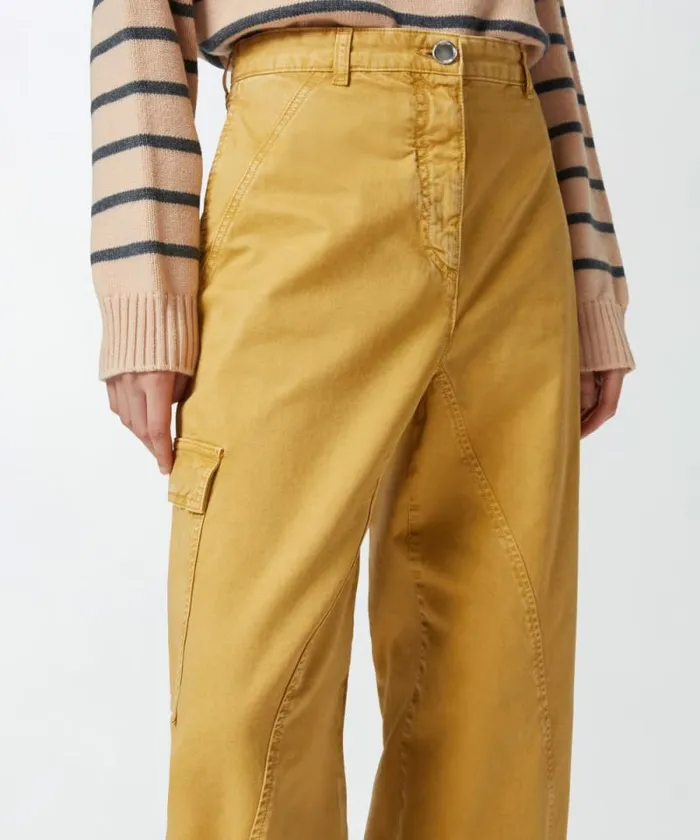 Women Trousers Pinko Wide Leg Workwear Trousers With Pockets Antelope Yellow Women Trousers Pinko Wide Leg Workwear Trousers With Pockets Antelope Yellow