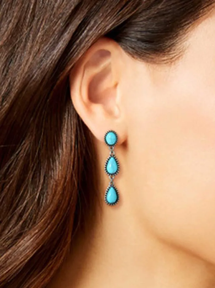 Women Turquoise Collection Jessica Simpson Three Stone Drop Earrings