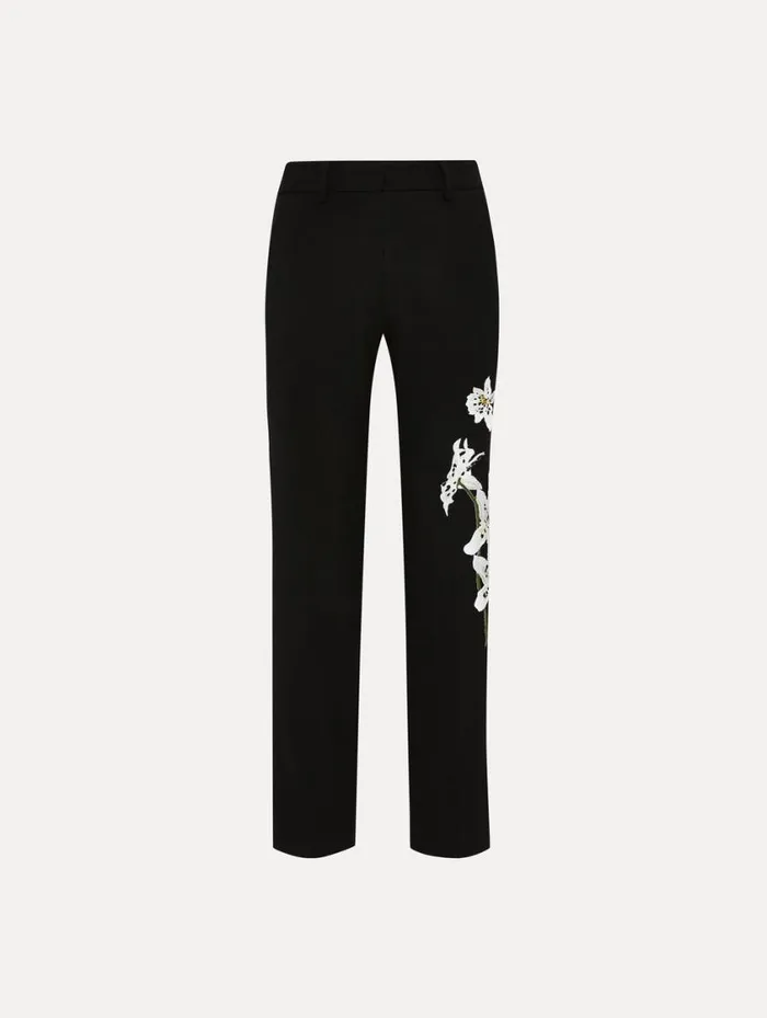 Women Watercolor Orchid Pant Black Oscar De La Renta Pants and Skirts