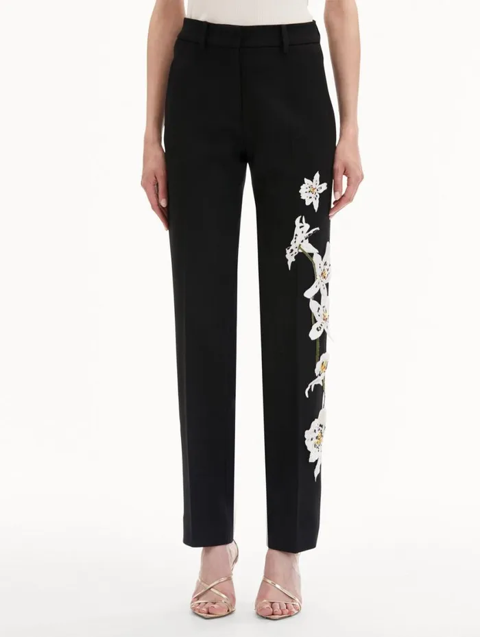 Women Watercolor Orchid Pant Black Oscar De La Renta Pants and Skirts Women Watercolor Orchid Pant Black Oscar De La Renta Pants and Skirts