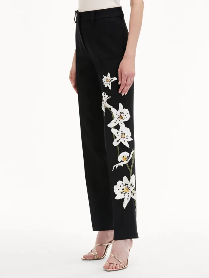 Women Watercolor Orchid Pant Black Oscar De La Renta Pants and Skirts Women Watercolor Orchid Pant Black Oscar De La Renta Pants and Skirts
