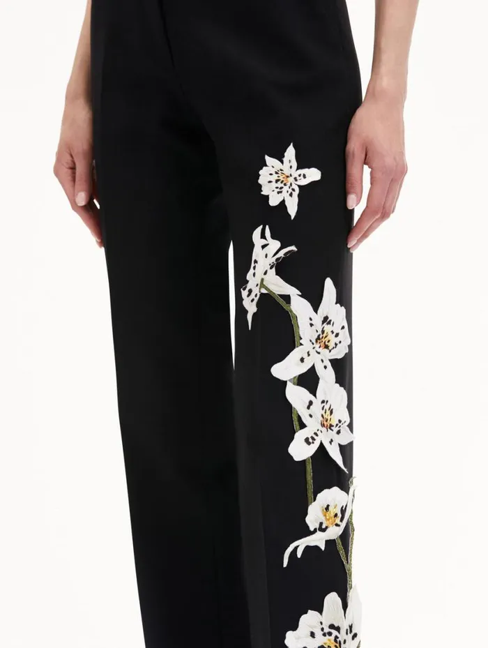 Women Watercolor Orchid Pant Black Oscar De La Renta Pants and Skirts Women Watercolor Orchid Pant Black Oscar De La Renta Pants and Skirts