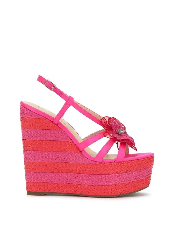 Women Wedges Jessica Simpson Visela Flower Wedge Sandal In Flamingo Pink
