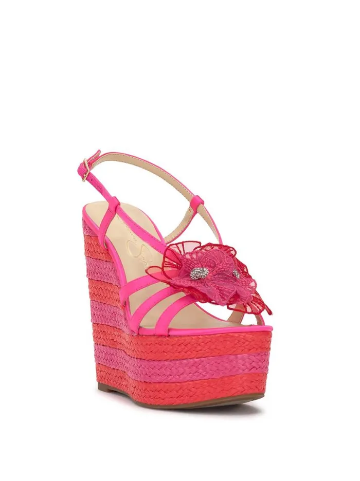 Women Wedges Jessica Simpson Visela Flower Wedge Sandal In Flamingo Pink