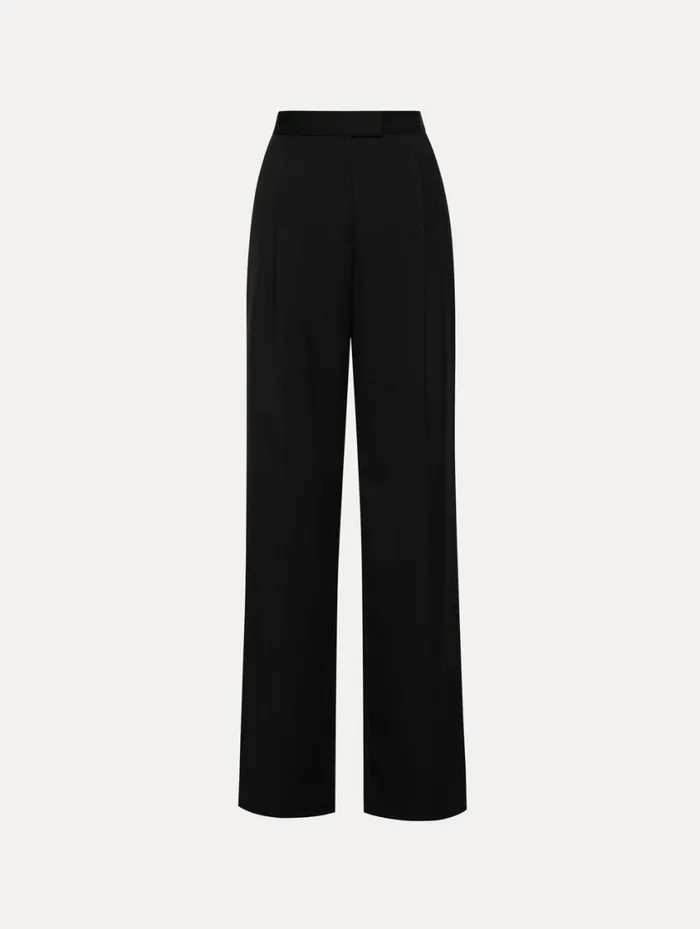 Women Wide Leg Grain Du Poudre Pant Black Oscar De La Renta Pants and Skirts