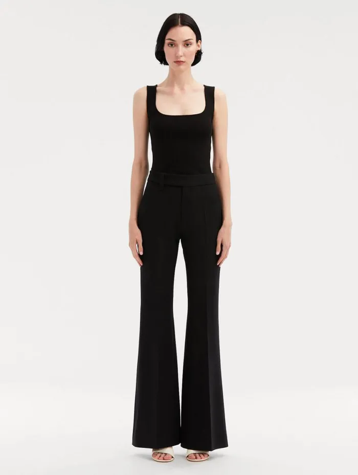 Women Zip Front Flare Leg Pant Black Oscar De La Renta Pants and Skirts