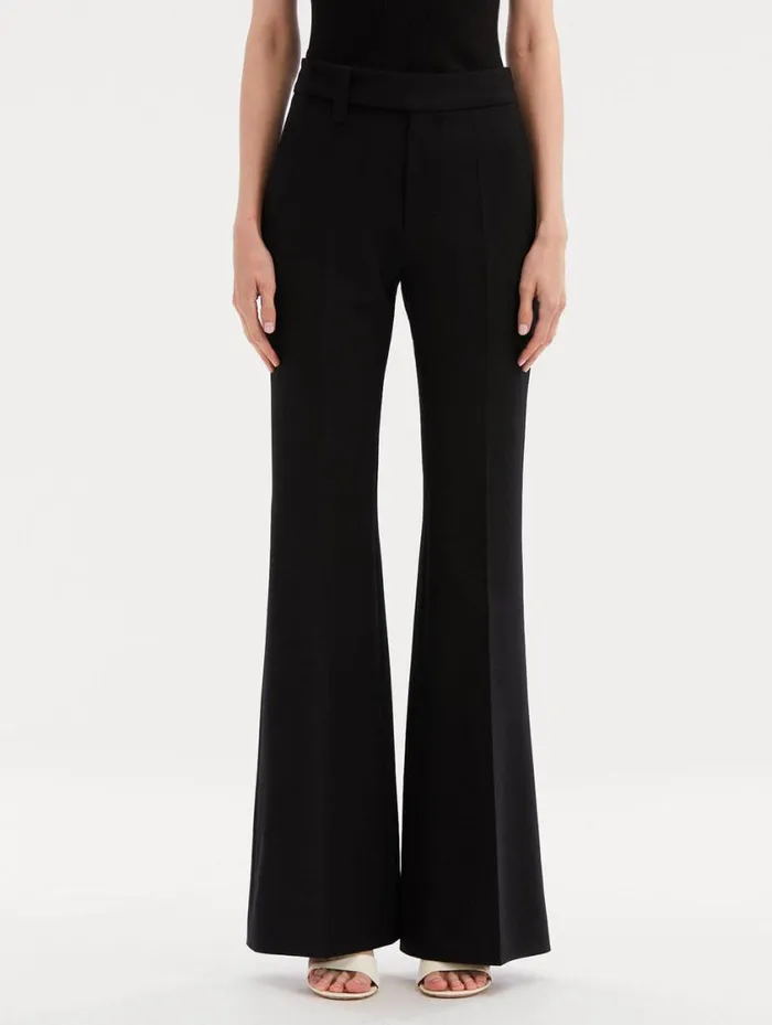 Women Zip Front Flare Leg Pant Black Oscar De La Renta Pants and Skirts