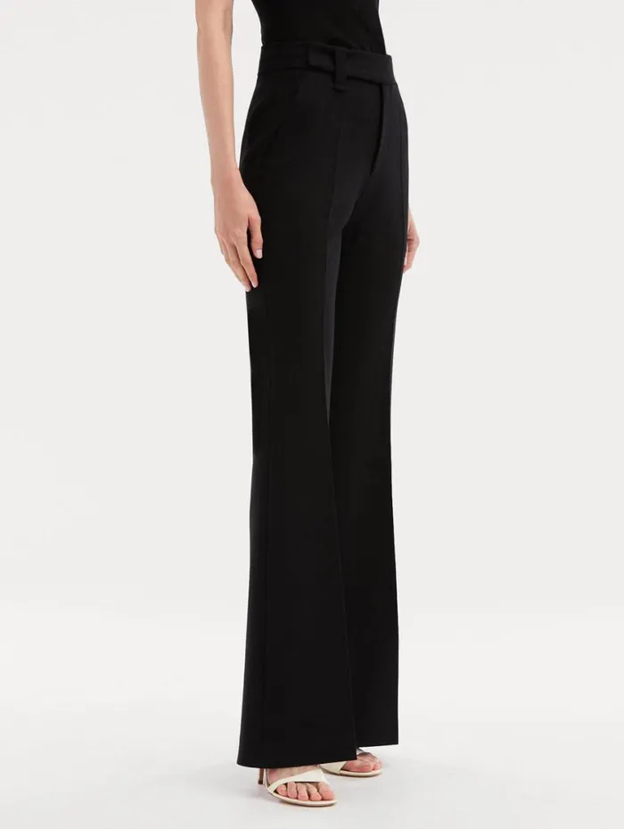 Women Zip Front Flare Leg Pant Black Oscar De La Renta Pants and Skirts