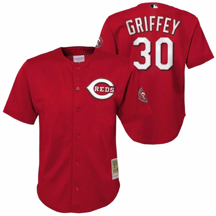 Youth Big Kids Mitchell and Ness Mesh BP Jersey Cincinnati Reds 2000 Ken Griffey Jr Youth Big Kids Mitchell and Ness Mesh BP Jersey Cincinnati Reds 2000 Ken Griffey Jr