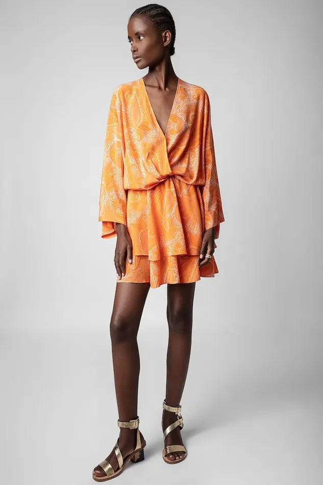 Zadig and Voltaire Dresses HAILEY CDC PAISLEY CORAL 8211 Women