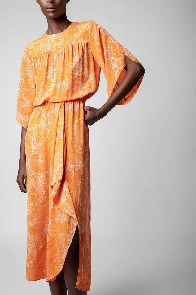 Zadig and Voltaire Dresses RUSTY CDC PAISLEY CORAL 8211 Women