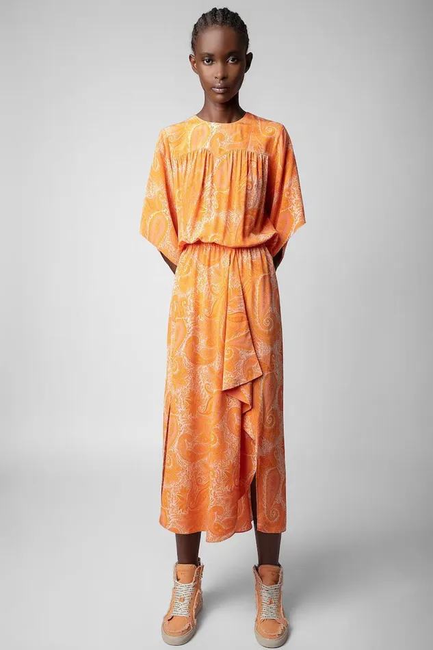 Zadig and Voltaire Dresses RUSTY CDC PAISLEY CORAL 8211 Women