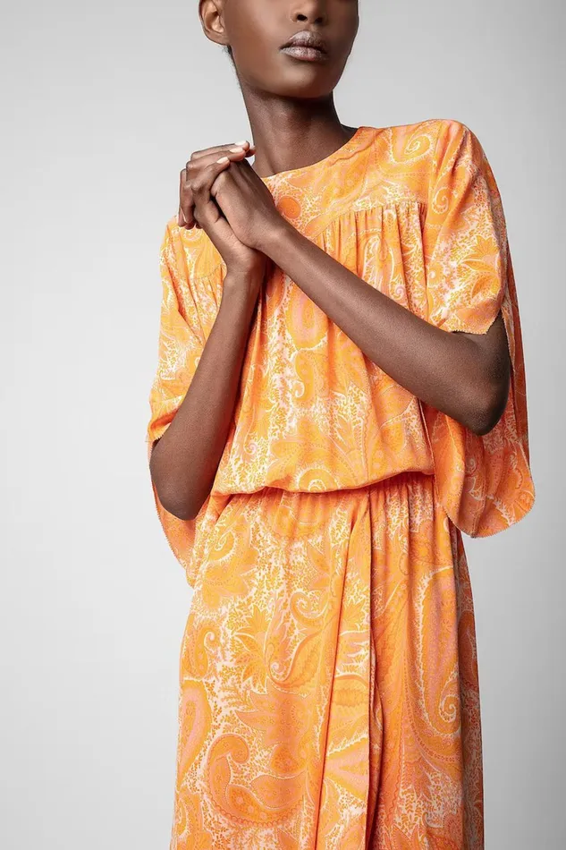Zadig and Voltaire Dresses RUSTY CDC PAISLEY CORAL 8211 Women