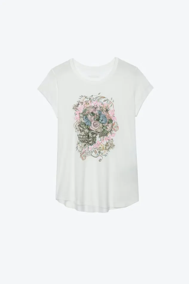 Zadig and Voltaire TShirts WOOP SKULL FLOWER WHITE 8211 Women Zadig and Voltaire TShirts WOOP SKULL FLOWER WHITE 8211 Women